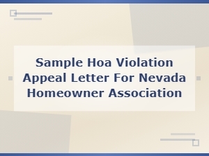 Nevada Hoa Violation Appeal Letter Sample