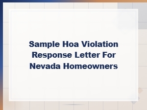 Nevada Hoa Violation Response Letter Guide